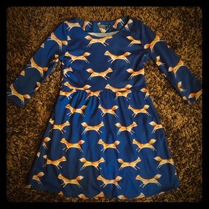 South store fox print jersey dress size md.